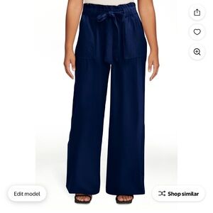 Elegant Navy Wide-Leg Women's Pants